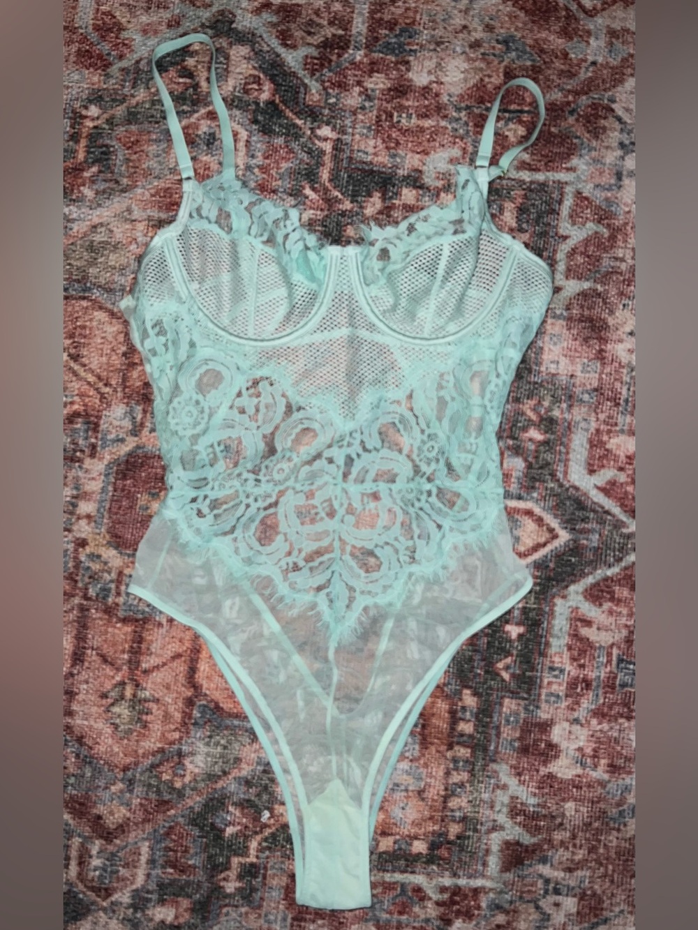 House of CB Mint Lace Sheer Bodysuit